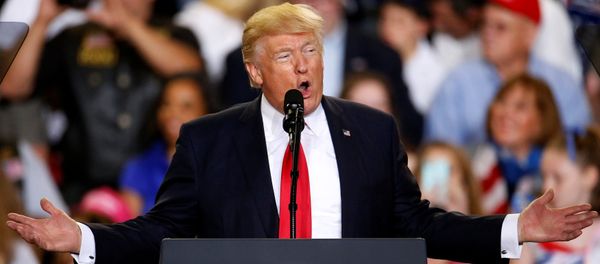 U.S. President Donald Trump appears on stage at a rally in Harrisburg, Pennsylvania, U.S - Sputnik International