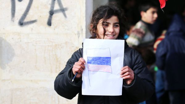 A girl is seen here in the temporary refugee shelter in Jibreen, Aleppo. A girl is seen here in the temporary refugee shelter in Jibreen, Aleppo. - Sputnik International