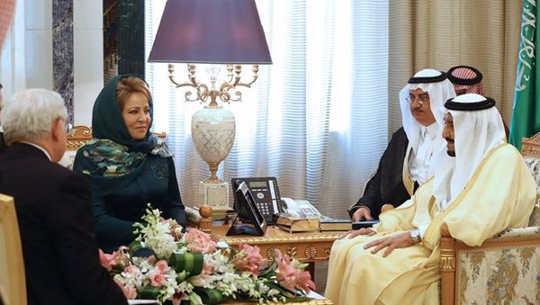 Federation Council Chairperson Valentina Matvienko and Saudi Arabia's King Salman bin Abdulaziz al-Saud Federation Council Chairperson Valentina Matvienko and Saudi Arabia's King Salman bin Abdulaziz al-Saud - Sputnik International
