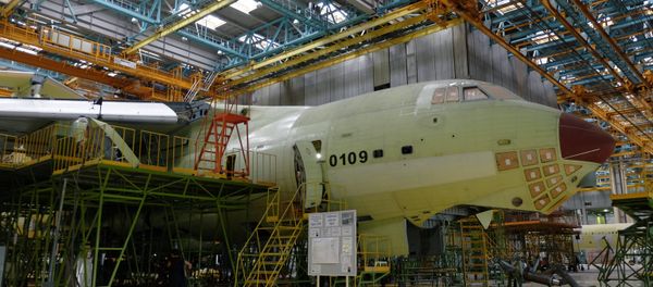 The assembly of an IL-76-90A aircraft at the final assembly shop at the Aviastar-SP aircraft factory in Ulyanovsk. (File) - Sputnik International