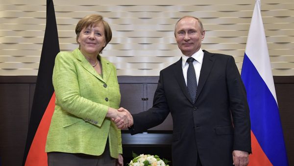 May 2, 2017. Russian President Vladimir Putin meets with German Federal Chancellor Angela Merkel. May 2, 2017. Russian President Vladimir Putin meets with German Federal Chancellor Angela Merkel. - Sputnik International