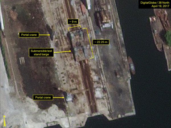 A test stand barge at the Nampo Naval Shipyard in North Korea A test stand barge at the Nampo Naval Shipyard in North Korea - Sputnik International