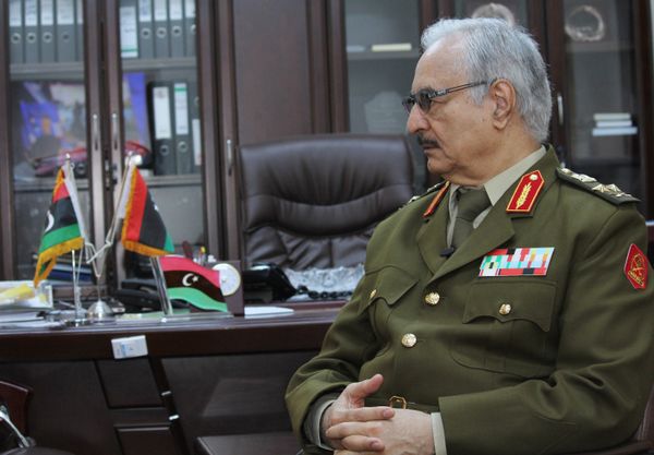 In this March 18, 2015 file photo, Gen. Khalifa Haftar speaks during an interview with The Associated Press in al-Marj, Libya.  - Sputnik International