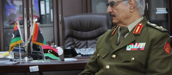 In this March 18, 2015 file photo, Gen. Khalifa Haftar speaks during an interview with The Associated Press in al-Marj, Libya. In this March 18, 2015 file photo, Gen. Khalifa Haftar speaks during an interview with The Associated Press in al-Marj, Libya. - Sputnik International