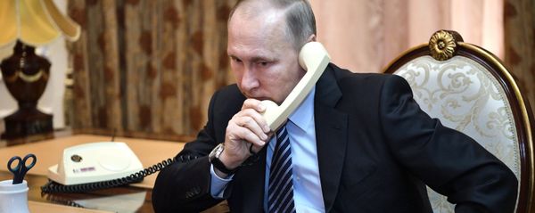 Russian President Vladimir Putin during his telephone conversation with President of Turkmenistan Gurbanguly Berdimukhamedov, also involving President of the Republic of Tajikistan Emomali Rakhmon - Sputnik International
