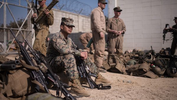 In a photo taken on March 15, 2016 US soldiers of the 13th and 31st Marine Expeditionary Units gather after arriving on shore during a joint military exercise with South Korea entitled 'Ssang Yong', near the southeastern port city of Pohang In a photo taken on March 15, 2016 US soldiers of the 13th and 31st Marine Expeditionary Units gather after arriving on shore during a joint military exercise with South Korea entitled 'Ssang Yong', near the southeastern port city of Pohang - Sputnik International