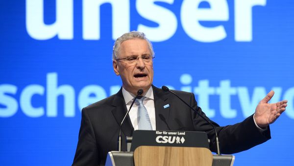 Bavaria's Interior Minister Joachim Herrmann of the German Christian Social Union (CSU) speaks at the party's traditional Ash Wednesday rally in Passau, southern Germany, on March 1, 2017 - Sputnik International