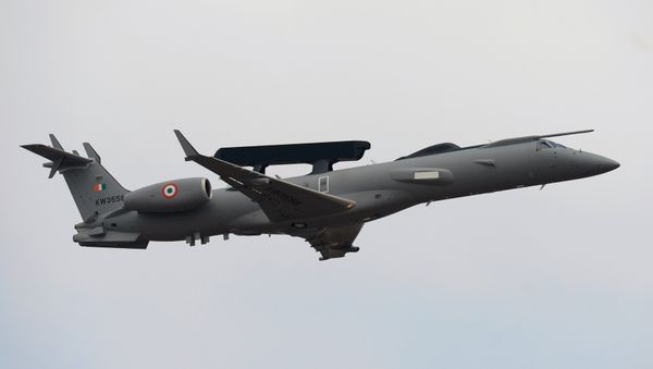 An Embraer ERJ 145 aircraft of the Indian Air Force takes part in the inaugural day of the 11th edition of 'Aero India', a biennial air show and aviation exhibition, in Bangalore on February 14, 2017. - Sputnik International