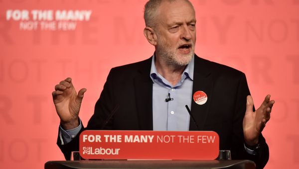 Britain's opposition Labour Party leader Jeremy Corbyn speaks at an election campaign rally in Leicester, Britain, May 6, 2017. - Sputnik International