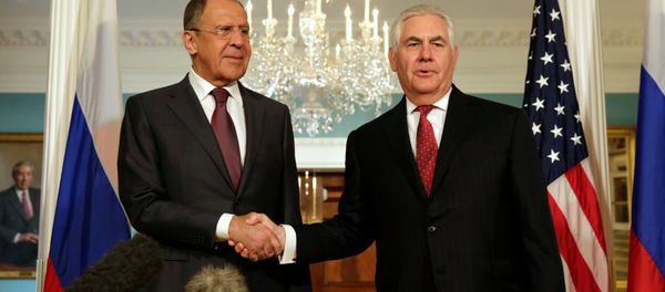 U.S. Secretary of State Rex Tillerson (R) shakes hands with Russian Foreign Minister Sergey Lavrov before their meeting at the State Department in Washington, U.S., May 10, 2017. U.S. Secretary of State Rex Tillerson (R) shakes hands with Russian Foreign Minister Sergey Lavrov before their meeting at the State Department in Washington, U.S., May 10, 2017. - Sputnik International