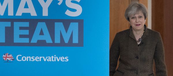 Britain's Prime Minister Theresa May arrives to address Conservative parliamentary candidates for London and the south east at the Dhamecha Lohana Centre in Harrow, north west London, May 8, 2017 Britain's Prime Minister Theresa May arrives to address Conservative parliamentary candidates for London and the south east at the Dhamecha Lohana Centre in Harrow, north west London, May 8, 2017 - Sputnik International