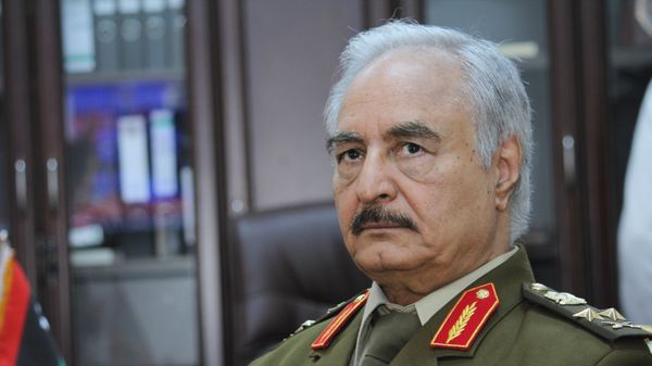 In this March 18, 2015 file photo, Gen. Khalifa Haftar, then Libya's top army chief, speaks during an interview with the Associated Press in al-Marj, Libya. - Sputnik International