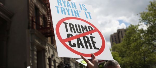 Demonstrators and healthcare activists rally before the visit of Speaker of the U.S. House of Representatives Paul Ryan at the Success Academy 1 charter school in Harlem, New York, U.S., May 9, 2017 Demonstrators and healthcare activists rally before the visit of Speaker of the U.S. House of Representatives Paul Ryan at the Success Academy 1 charter school in Harlem, New York, U.S., May 9, 2017 - Sputnik International