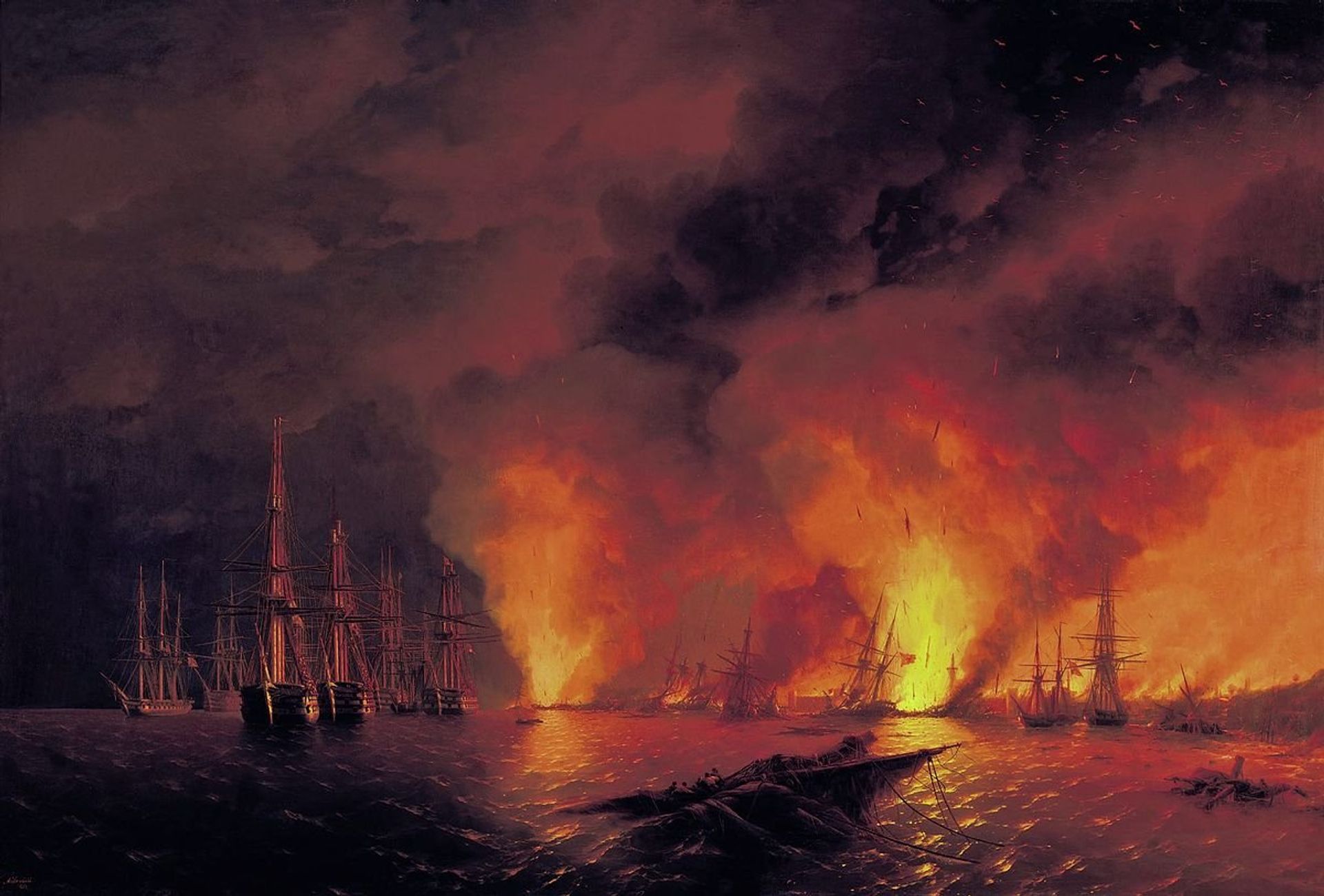 The Battle of Sinop on 18 November 1853 (Night after Battle). Ivan Aivazovsky  (1817–1900) - Sputnik International, 1920, 13.05.2023