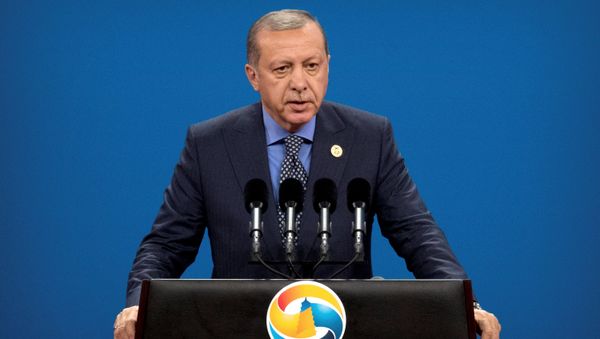 Turkey's President Tayyip Erdogan speaks during the opening ceremony of the Belt and Road Forum at the China National Convention Center (CNCC) in Beijing, May 14, 2017 Turkey's President Tayyip Erdogan speaks during the opening ceremony of the Belt and Road Forum at the China National Convention Center (CNCC) in Beijing, May 14, 2017 - Sputnik International
