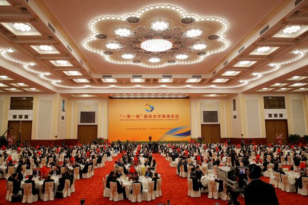 A view shows guests listen while Chinese President Xi Jinping delivers a speech during a welcome banquet for the Belt and Road Forum at the Great Hall of the People in Beijing, China, 14 May 2017 - Sputnik International