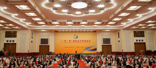 A view shows guests listen while Chinese President Xi Jinping delivers a speech during a welcome banquet for the Belt and Road Forum at the Great Hall of the People in Beijing, China, 14 May 2017 - Sputnik International