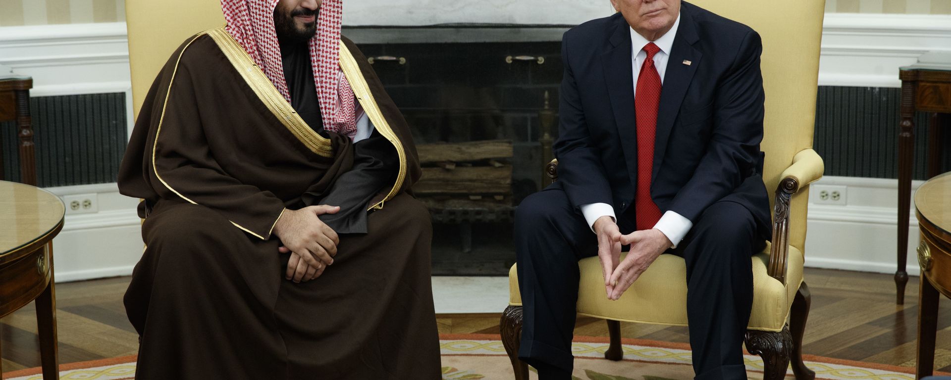 President Donald Trump meets with Saudi Defense Minister and Deputy Crown Prince Mohammed bin Salman bin Abdulaziz Al Saud in the Oval Office of the White House in Washington President Donald Trump meets with Saudi Defense Minister and Deputy Crown Prince Mohammed bin Salman bin Abdulaziz Al Saud in the Oval Office of the White House in Washington - Sputnik International, 1920, 11.09.2020