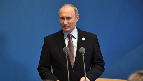 May 15, 2017. Russian President Vladimir Putin during a media scrum with the Russian press following his participation in the Belt and Road Forum for International Cooperation. - Sputnik International