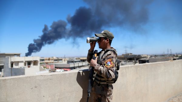 An Iraqi Counter Terrorism Services (CTS) soldier looks though binoculars during a battle between CTS and Islamic State militants in western Mosul, Iraq, April 25, 2017. - Sputnik International