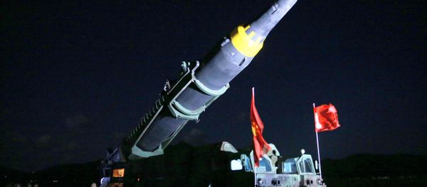 North Korean leader Kim Jong Un inspects the long-range strategic ballistic rocket Hwasong-12 (Mars-12) in this undated photo released by North Korea's Korean Central News Agency (KCNA) on May 15, 2017. North Korean leader Kim Jong Un inspects the long-range strategic ballistic rocket Hwasong-12 (Mars-12) in this undated photo released by North Korea's Korean Central News Agency (KCNA) on May 15, 2017. - Sputnik International