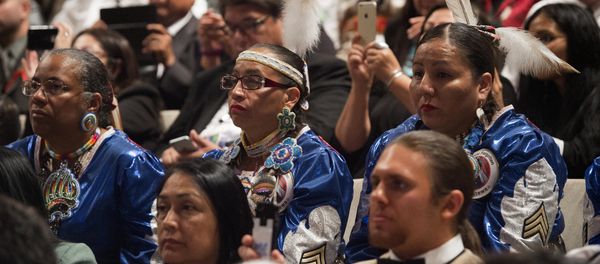 People listen as US President Barack Obama speaks during a panel discussion during the 2015 White House Tribal Nations Conference at the Ronald Reagan Building and International Trade Center in Washington, DC, November 5, 2015. People listen as US President Barack Obama speaks during a panel discussion during the 2015 White House Tribal Nations Conference at the Ronald Reagan Building and International Trade Center in Washington, DC, November 5, 2015. - Sputnik International