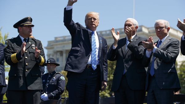 President Donald Trump pumps his fist. - Sputnik International