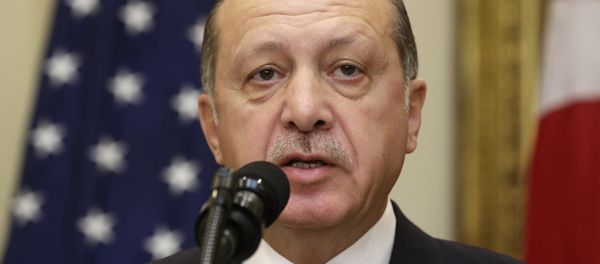 Turkey's President Recep Tayyip Erdogan delivers a statement to reporters alongside U.S President Donald Trump after their meeting at the White House in Washington, U.S. May 16, 2017. Turkey's President Recep Tayyip Erdogan delivers a statement to reporters alongside U.S President Donald Trump after their meeting at the White House in Washington, U.S. May 16, 2017. - Sputnik International