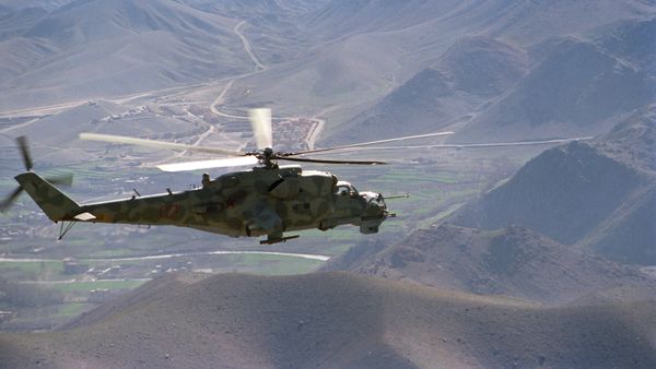 A Mi-24 helicopter on a mission in the vicinity of the Kabul-Herat road A Mi-24 helicopter on a mission in the vicinity of the Kabul-Herat road - Sputnik International