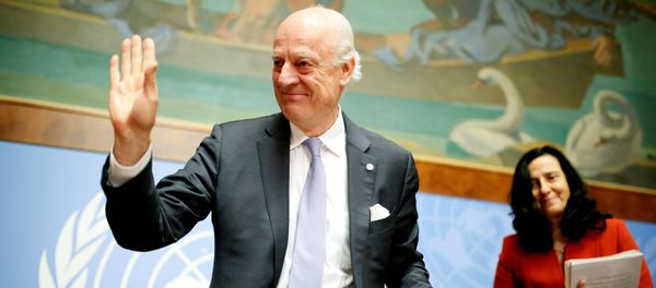 United Nations Special Envoy for Syria Staffan de Mistura leaves a news conference during the Intra Syria talks at the United Nations Offices in Geneva, Switzerland, May 19, 2017 United Nations Special Envoy for Syria Staffan de Mistura leaves a news conference during the Intra Syria talks at the United Nations Offices in Geneva, Switzerland, May 19, 2017 - Sputnik International