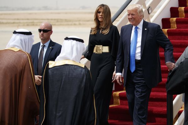 U.S. President Donald Trump, accompanied by first lady Melania Trump, smiles at Saudi King Salman, left, upon his arrival at a welcome ceremony at the Royal Terminal of King Khalid International Airport, Saturday, May 20, 2017, in Riyadh. U.S. President Donald Trump, accompanied by first lady Melania Trump, smiles at Saudi King Salman, left, upon his arrival at a welcome ceremony at the Royal Terminal of King Khalid International Airport, Saturday, May 20, 2017, in Riyadh. - Sputnik International