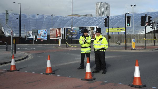 Police block a road outside the Manchester Arena in central Manchester, England Tuesday May 23, 2017. Police block a road outside the Manchester Arena in central Manchester, England Tuesday May 23, 2017. - Sputnik International