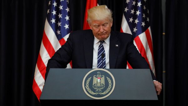 U.S. President Donald Trump speaks about the apparent attack in Manchester, England, before his remarks alongside Palestinian President Mahmoud Abbas after their meeting at the Presidential Palace in the West Bank city of Bethlehem May 23, 2017. U.S. President Donald Trump speaks about the apparent attack in Manchester, England, before his remarks alongside Palestinian President Mahmoud Abbas after their meeting at the Presidential Palace in the West Bank city of Bethlehem May 23, 2017. - Sputnik International