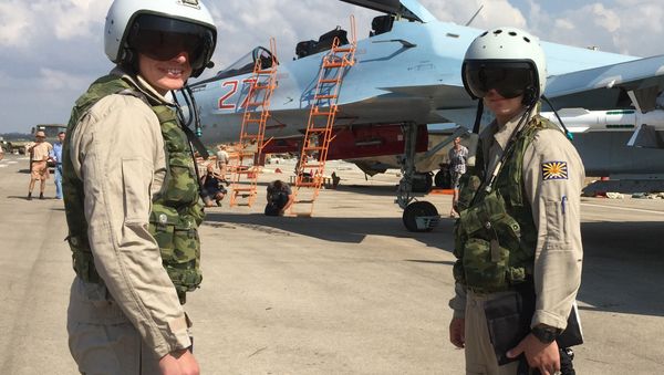 Russian pilots prepared to board the SU-30 attack plane to take off from the Hmeymim aerodrome in Syria. File photo Russian pilots prepared to board the SU-30 attack plane to take off from the Hmeymim aerodrome in Syria. File photo - Sputnik International