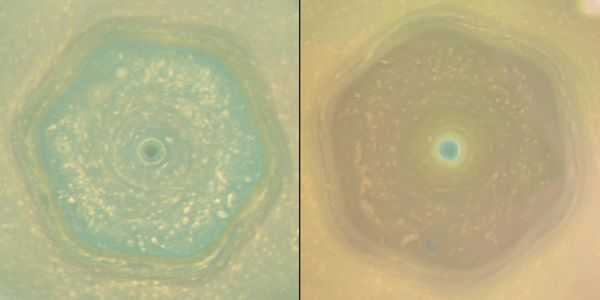 Saturn's north-polar region in June 2013 and April 2017 Saturn's north-polar region in June 2013 and April 2017 - Sputnik International