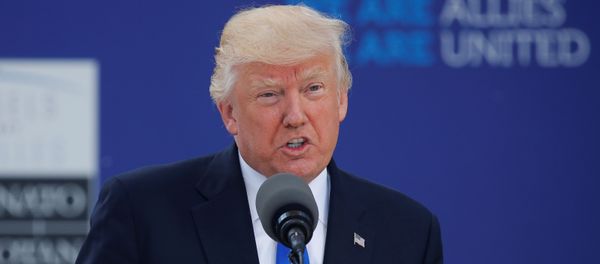 U.S. President Donald Trump speaks at the start of the NATO summit at their new headquarters in Brussels, Belgium - Sputnik International