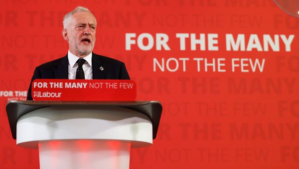 Jeremy Corbyn, the leader of Britain's opposition Labour party, makes a speech as his party restarts its election campaign after the cross party suspension that followed the Manchester Arena attack, in London, May 26, 2017. - Sputnik International