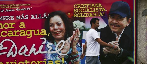 A man walks past a billboard promoting Nicaragua's President Daniel Ortega and running mate, his wife Rosario Murillo, in Managua, Nicaragua, Saturday, Nov. 5, 2016 A man walks past a billboard promoting Nicaragua's President Daniel Ortega and running mate, his wife Rosario Murillo, in Managua, Nicaragua, Saturday, Nov. 5, 2016 - Sputnik International