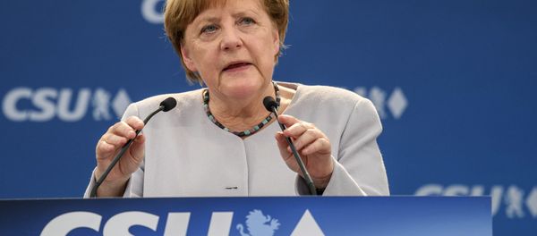 German Chancellor Angela Merkel delivers a speech during an election campaign of her Christian Democratic Union, CDU, and the Christian Social Union, CSU, in Munich, southern Germany, Sunday, May 28, 2017 - Sputnik International