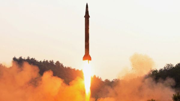 A ballistic rocket is test-fired through a precision control guidance system in this undated photo released by North Korea's Korean Central News Agency (KCNA) May 30, 2017 A ballistic rocket is test-fired through a precision control guidance system in this undated photo released by North Korea's Korean Central News Agency (KCNA) May 30, 2017 - Sputnik International