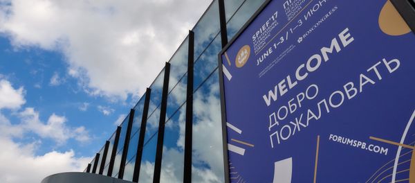 An information stand with the logo of the 2017 St. Petersburg International Economic Forum (SPIEF) An information stand with the logo of the 2017 St. Petersburg International Economic Forum (SPIEF) - Sputnik International
