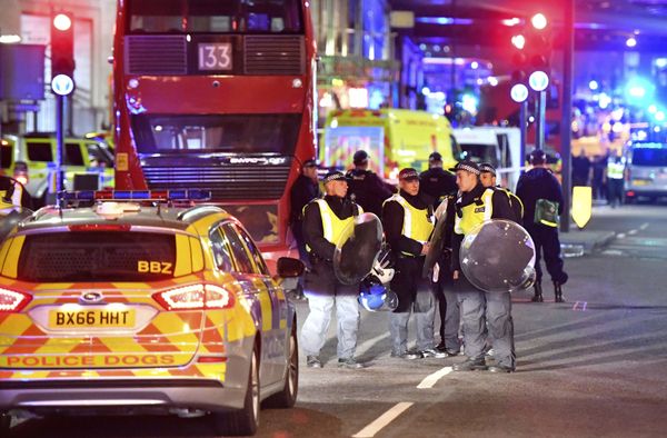 Police officers with riot shields on Borough High Street after an incident in central London, Saturday, June 3, 2017. Police officers with riot shields on Borough High Street after an incident in central London, Saturday, June 3, 2017. - Sputnik International
