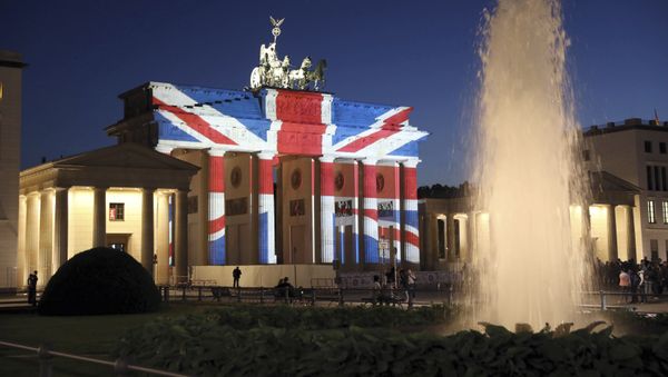 A view of the Brandenburg Gate in Berlin after it was illuminated in the colors of the British union flag Sunday June 4, 2017 - Sputnik International