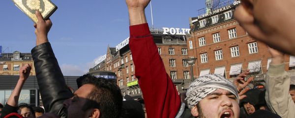 Muslims gesture as one holds a Quran, during a protest against the publication by a Danish newspaper Jyllands-Posten of caricatures of the Prophet Muhammad, outside the City Hall, in Copenhagen, Denmark (File) Muslims gesture as one holds a Quran, during a protest against the publication by a Danish newspaper Jyllands-Posten of caricatures of the Prophet Muhammad, outside the City Hall, in Copenhagen, Denmark (File) - Sputnik International
