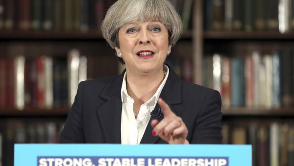 Britain's Prime Minister Theresa May makes a speech at the Royal United Services Institute for Defence and Security Studies in central London while on the General Election campaign trail. Monday June 5, 2017. Britain's Prime Minister Theresa May makes a speech at the Royal United Services Institute for Defence and Security Studies in central London while on the General Election campaign trail. Monday June 5, 2017. - Sputnik International