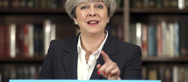 Britain's Prime Minister Theresa May makes a speech at the Royal United Services Institute for Defence and Security Studies in central London while on the General Election campaign trail. Monday June 5, 2017. Britain's Prime Minister Theresa May makes a speech at the Royal United Services Institute for Defence and Security Studies in central London while on the General Election campaign trail. Monday June 5, 2017. - Sputnik International
