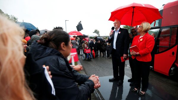 Jeremy Corbyn, leader of Britain's opposition Labour Party speaks at an election campaign event at Hemlington recreation centre in Middlesbrough, June 5, 2017 Jeremy Corbyn, leader of Britain's opposition Labour Party speaks at an election campaign event at Hemlington recreation centre in Middlesbrough, June 5, 2017 - Sputnik International
