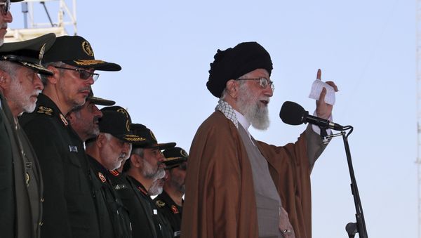 In this picture released by official website of the office of the Iranian supreme leader on Wednesday, May 10, 2017, Supreme Leader Ayatollah Ali Khamenei speaks during a graduation ceremony of a group of the Revolutionary Guard cadets in Tehran, Iran. In this picture released by official website of the office of the Iranian supreme leader on Wednesday, May 10, 2017, Supreme Leader Ayatollah Ali Khamenei speaks during a graduation ceremony of a group of the Revolutionary Guard cadets in Tehran, Iran. - Sputnik International