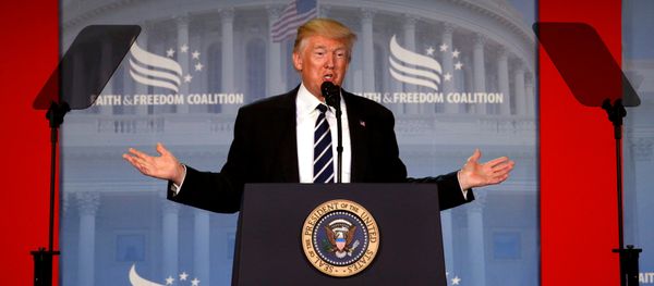 U.S. President Donald Trump addresses the Faith and Freedom Coalition’s Road to Majority conference in Washington, U.S., June 8, 2017 U.S. President Donald Trump addresses the Faith and Freedom Coalition’s Road to Majority conference in Washington, U.S., June 8, 2017 - Sputnik International