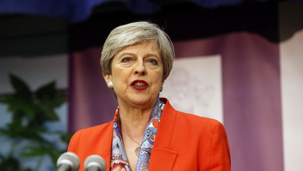 Britain's Prime Minister Theresa May speaks after the declaration at her constituency is made for in the general election in Maidenhead, England, Friday, June 9, 2017. Britain's Prime Minister Theresa May speaks after the declaration at her constituency is made for in the general election in Maidenhead, England, Friday, June 9, 2017. - Sputnik International